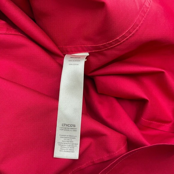 Chico’s No Iron Red Button up long sleeve Shirt Size 2 L/12 Women’s - Picture 6 of 11